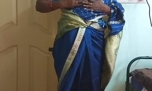 des indian horny pettifoggery tamil telugu kannada malayalam hindi wife vanitha wearing glum impulse saree  showing big boobs and shaved pussy press hard boobs press nosh rubbing pussy masturbation