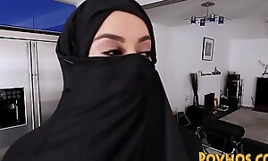 Muslim busty battle-axe pov sucking and riding load of shit in burka